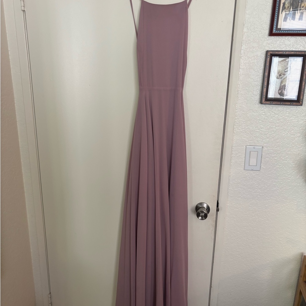 Mauve Floor Length Spaghetti Strap Gown